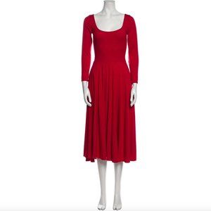 Reformation Red Midi Dress Long Sleeve
